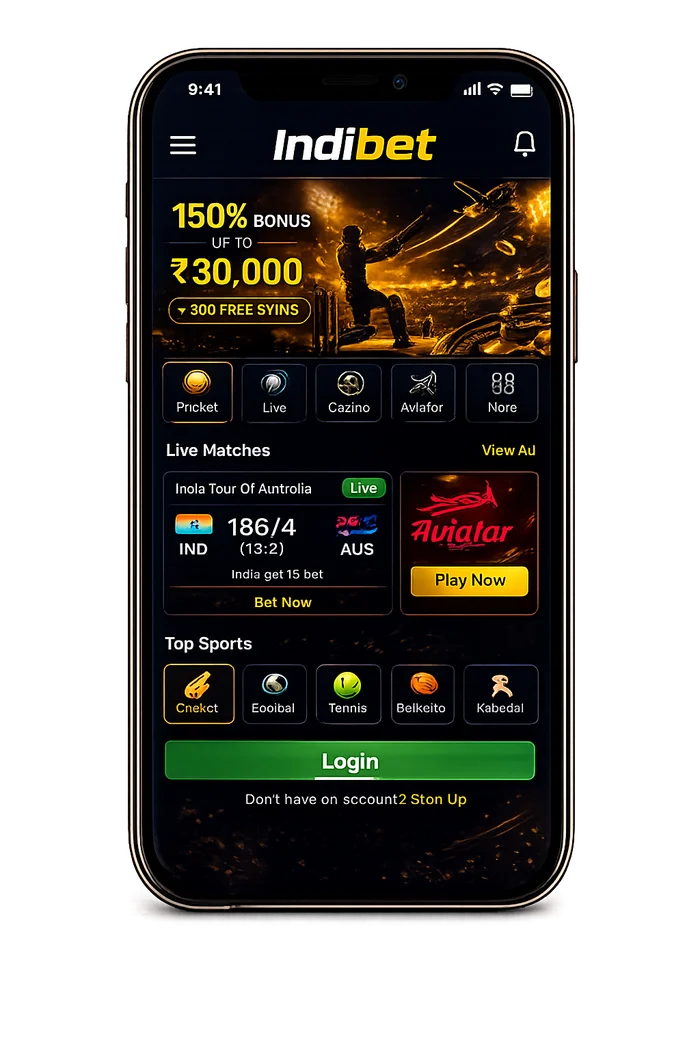 Indibet app on a smartphone